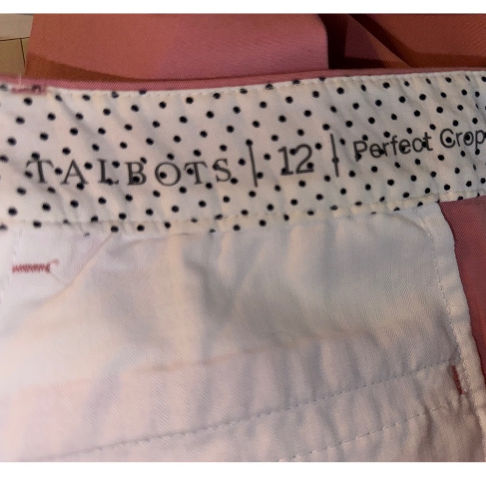 Talbots Perfect Crop Pants Womens 12 Coral Pink Button Hem Cotton Stretch Casual - Picture 4 of 6